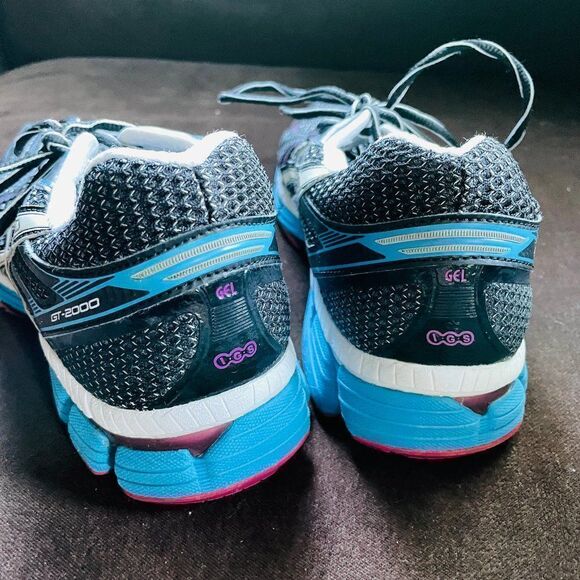 Excellent ASICS GT-2000 Black Blue Ruby Pink Womens 9, 40.5 - Picture 5 of 16